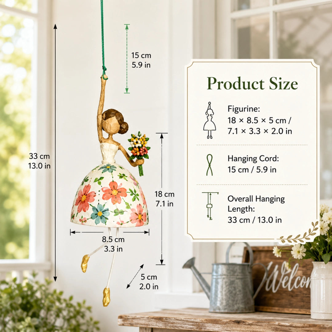 Whimsical hanging lady product dimensions