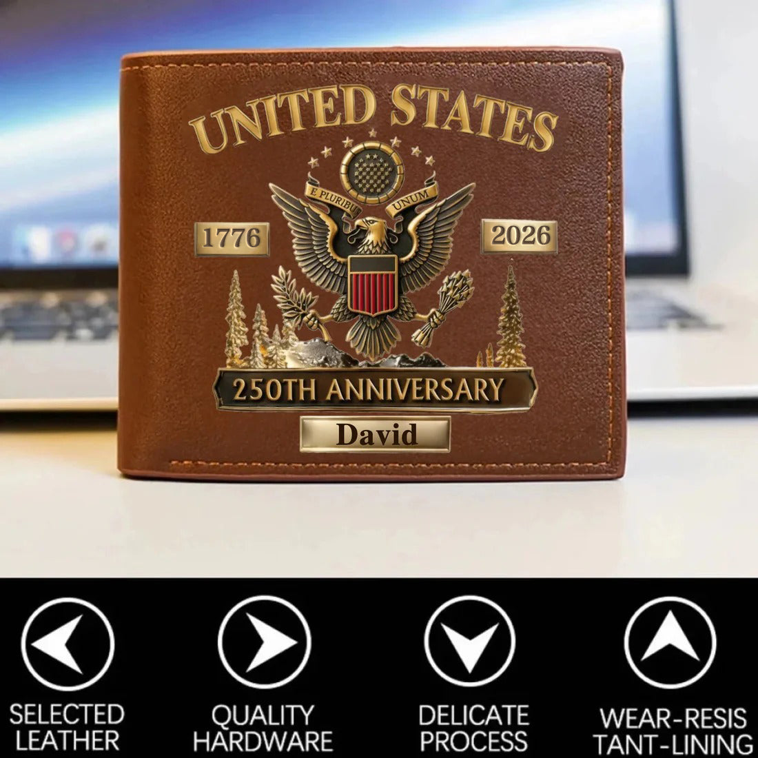 🎁Personalized U.S. Army 250th Anniversary Leather RFID BLOCKING Wallet