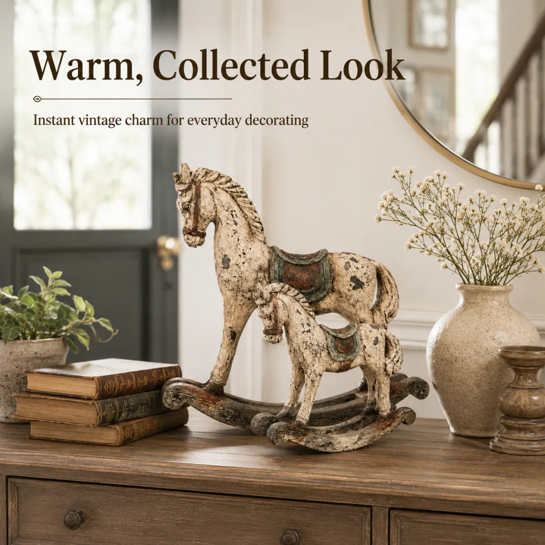 Vintage Distressed Rocking Horse Pair