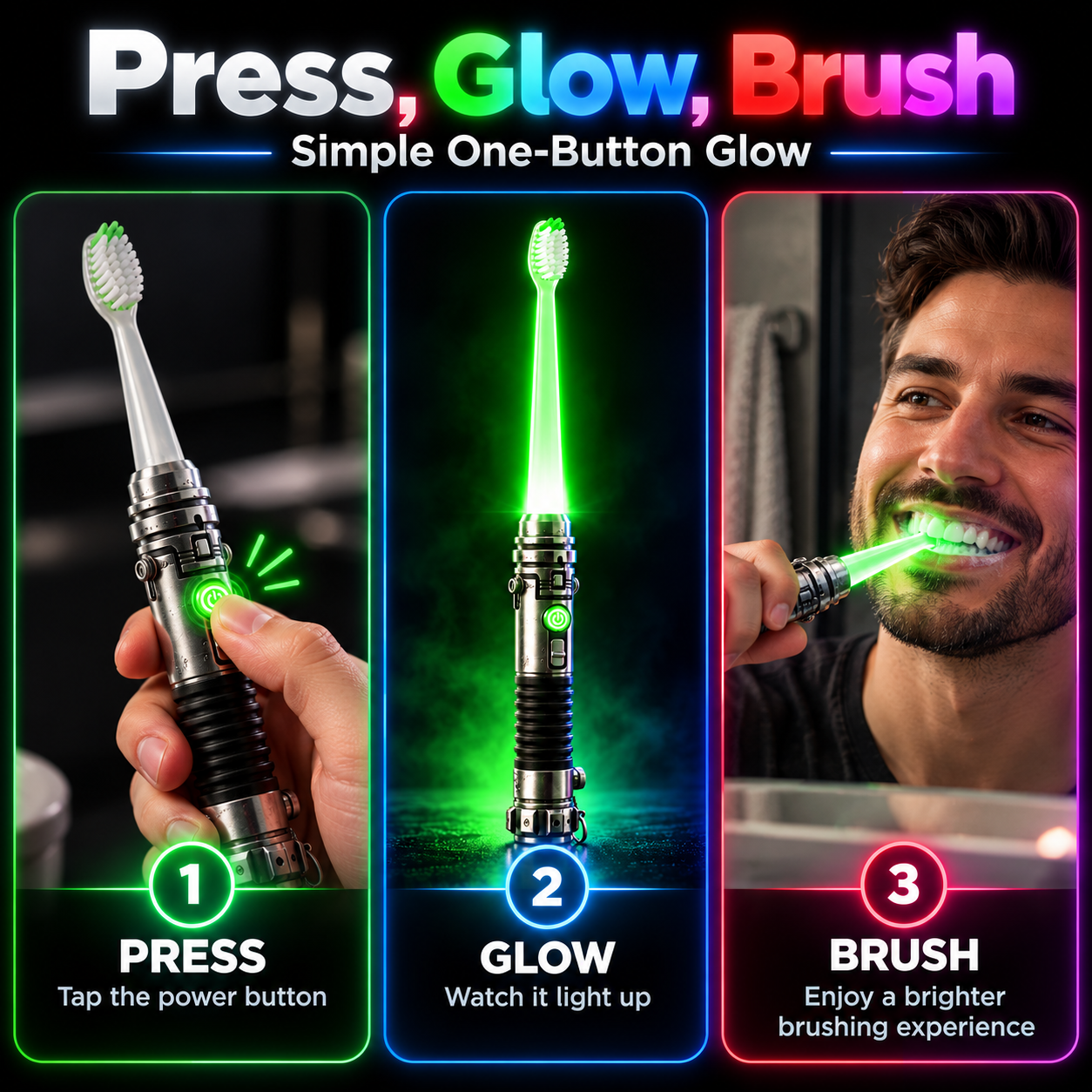 How to activate the toothbrush LED and brush manually