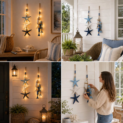 Coastal Wooden Hanging Ornament Lights