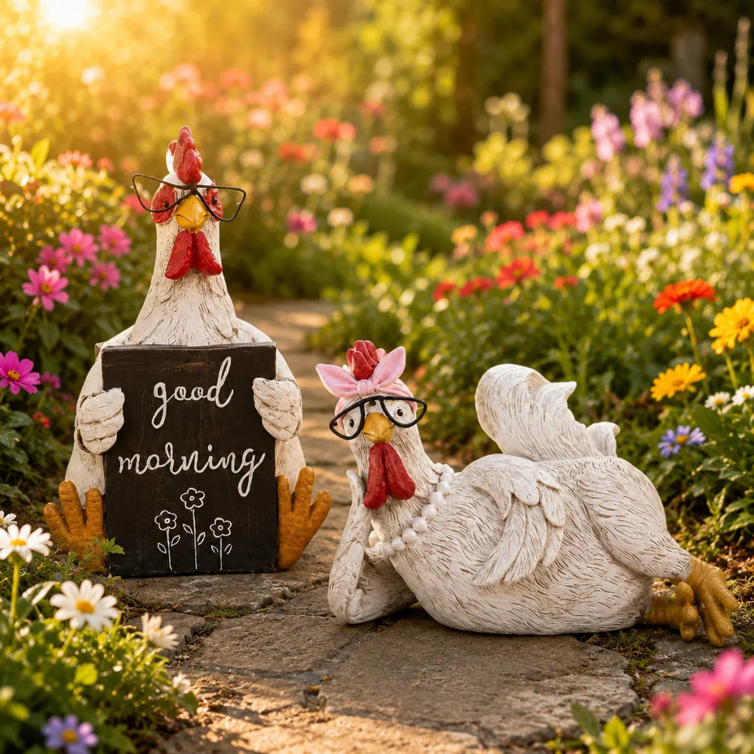 Funny Farmhouse Chicken Figurine Decor