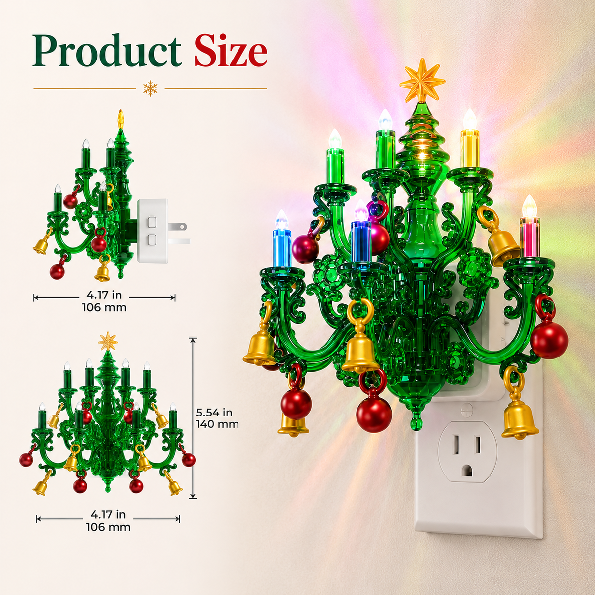 Christmas chandelier night light dimensions