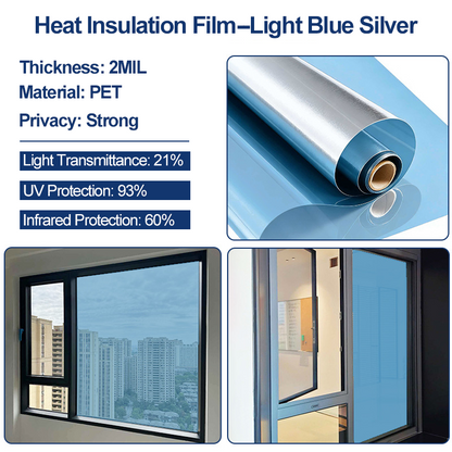 🪟✨Static Cling Window Privacy Film UV Blocking Mirror Tint