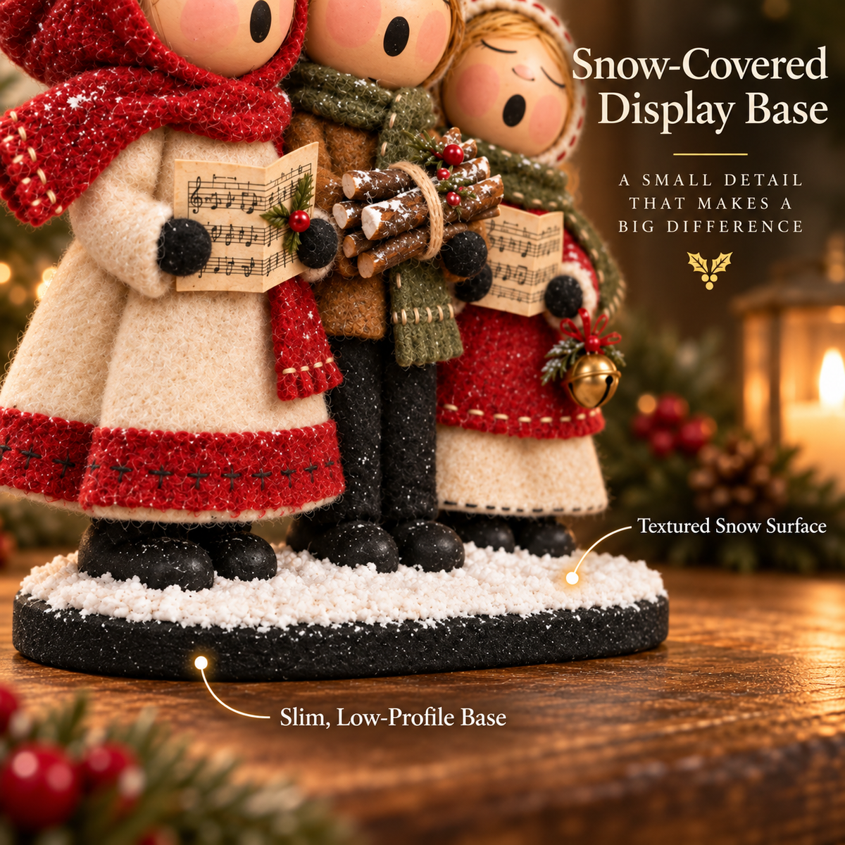 Snow covered Christmas caroler base