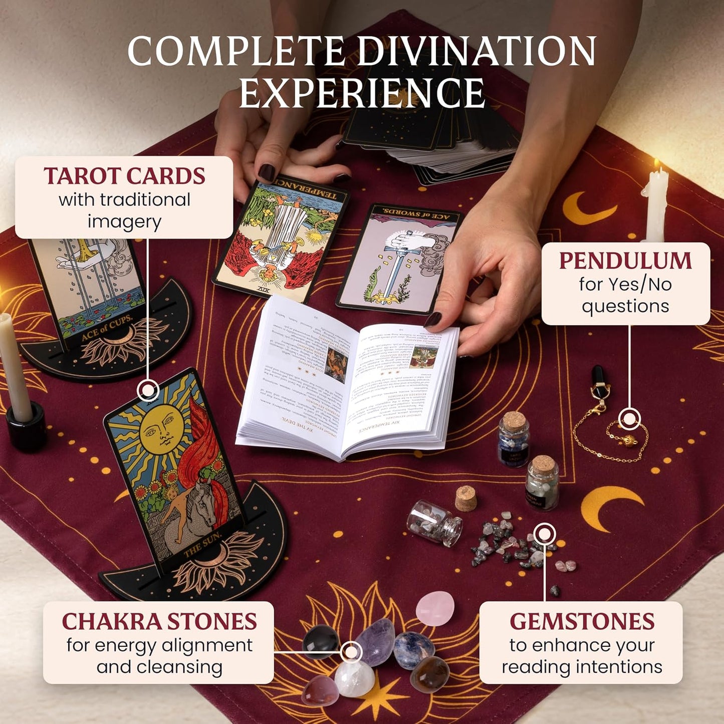 🔮 ALL-IN-ONE CLASSIC TAROT KIT – Complete Beginner Set with Guidebook & Crystals  🌟