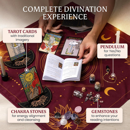 🔮 ALL-IN-ONE CLASSIC TAROT KIT – Complete Beginner Set with Guidebook & Crystals  🌟