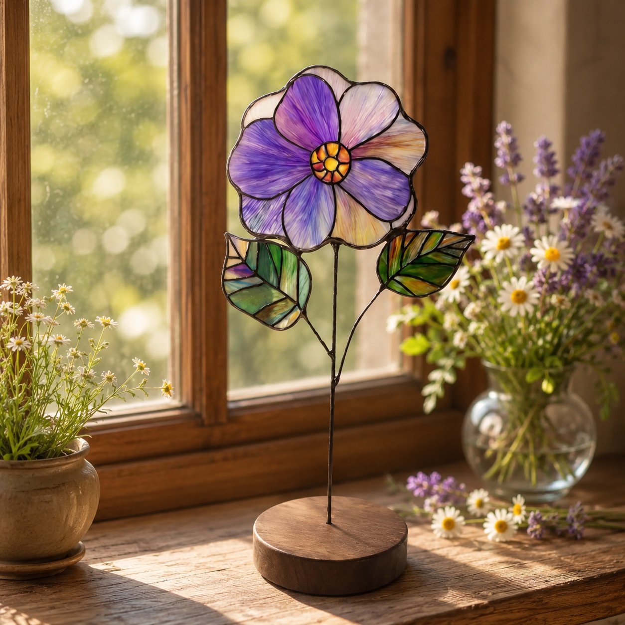 🚚Buy 2 Get Free Shipping - Handmade Stained Glass Flower Freestanding Window Decor