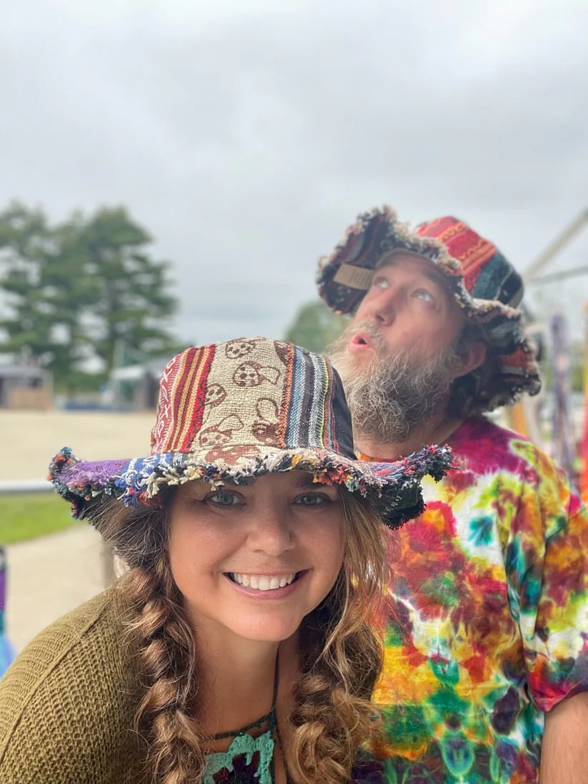 Hippie Haberdashery-🍄Patchwork Multicolored Mushroom Hemp Hat with Hidden Pocket Fedorahats🎩