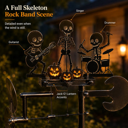 🎸💀Halloween Skeleton Band Kinetic Wind Spinner