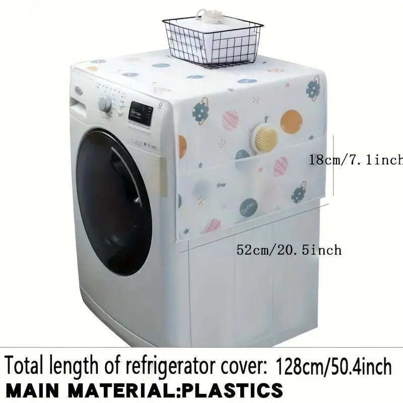 🌸 Waterproof Print Fridge Dust Cover with Storage Pockets, 3 Sizes for Fridge & Microwave