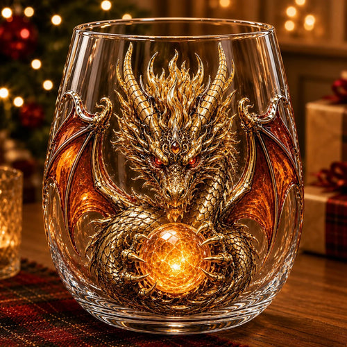 🔥🎁🐉✨ 3D Mythic Dragon Glass Art Cup | Luxury Raised Fantasy Glassware for Whiskey, Home Bar Décor & Legendary Gifts 🎁