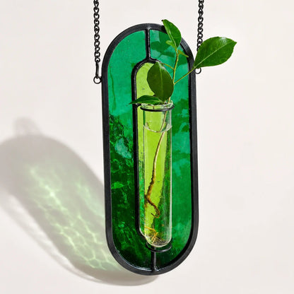 Stained Glass Hanging Plant Propagation Vase