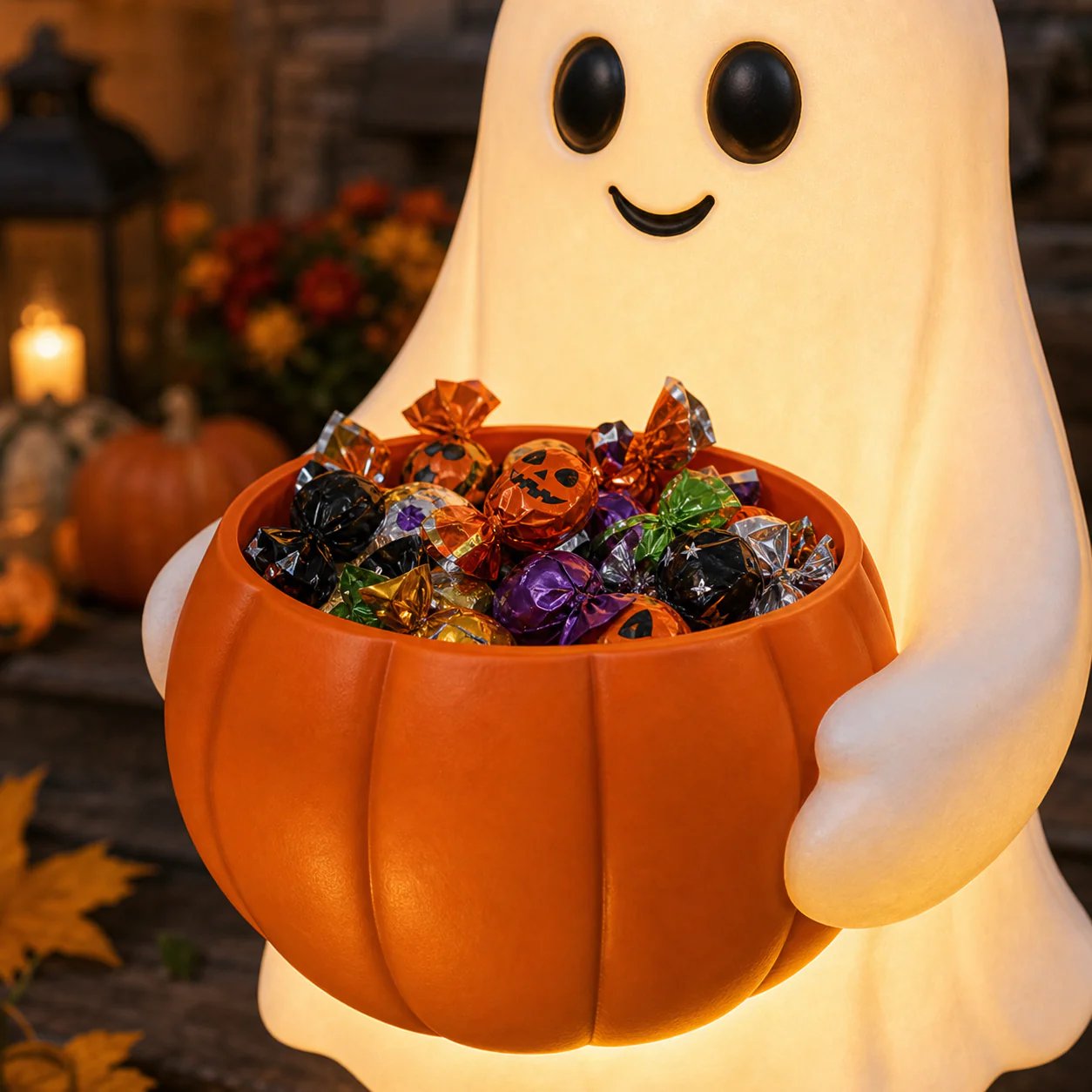 🎃🏡 Glowing Halloween Ghost Candy Holder