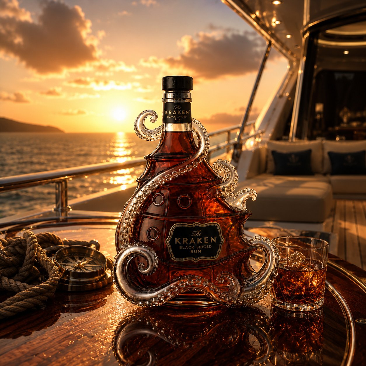 The Kraken Black Spiced Rum Limited Edition Octopus Limited Edition Whiskey Bottle