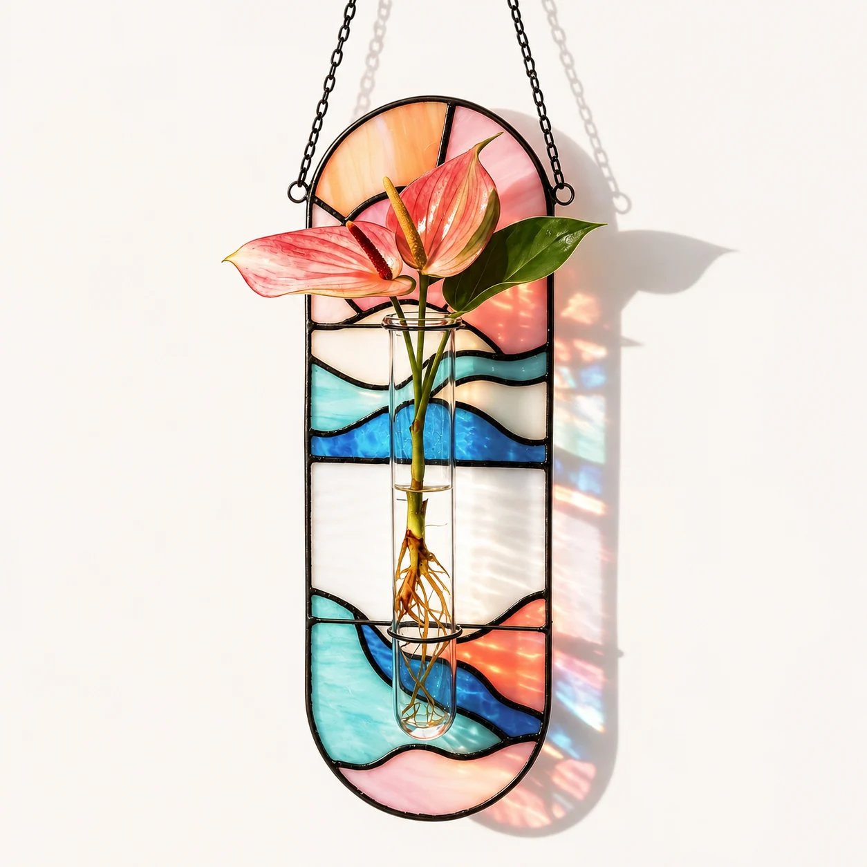 Stained Glass Hanging Plant Propagation Vase
