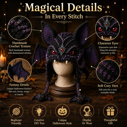 ? LAST DAY 49% OFF – ? Halloween Monster Hood DIY Crochet Kit | Premium Soft Yarn Materials with Step-by-Step Guide DIY Handmade Wearable Character Hood ??✨