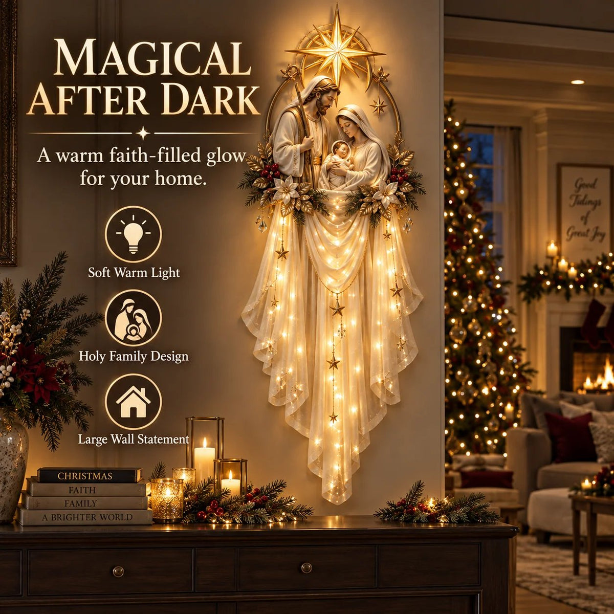 ✨ Holy Family Star Veil™ – Meaningful Christmas Wall Decor