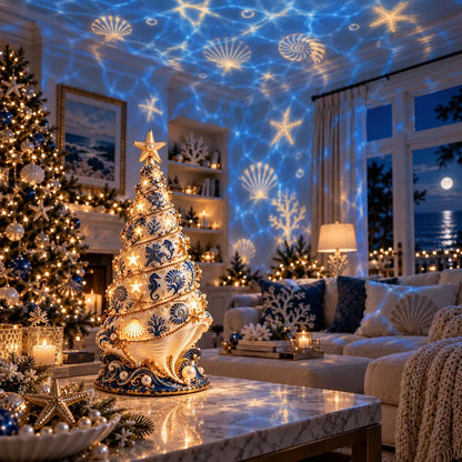 ⏳ Last Day 69% OFF – 🌊🎄 Coastal Christmas Magic – Seashell Tree Lamp with Warm Glow & Dreamy Ocean Projection