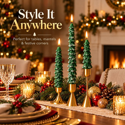 🎄 10-Inch Christmas Tree Candle – Add a Cozy Holiday Glow to Your Home! 🕯️🛒（Candlesticks not included）
