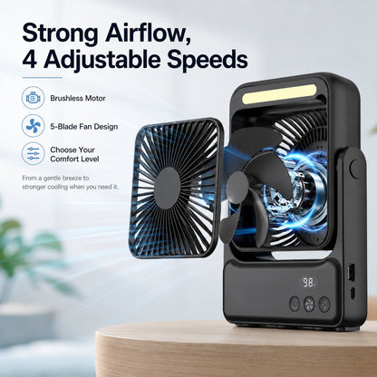 🧲Rechargeable Magnetic Portable Fan With Light 🧊& Remote Control