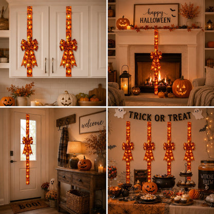 🎃4PCS Light-Up Halloween Tassel Decor With Orange Bow