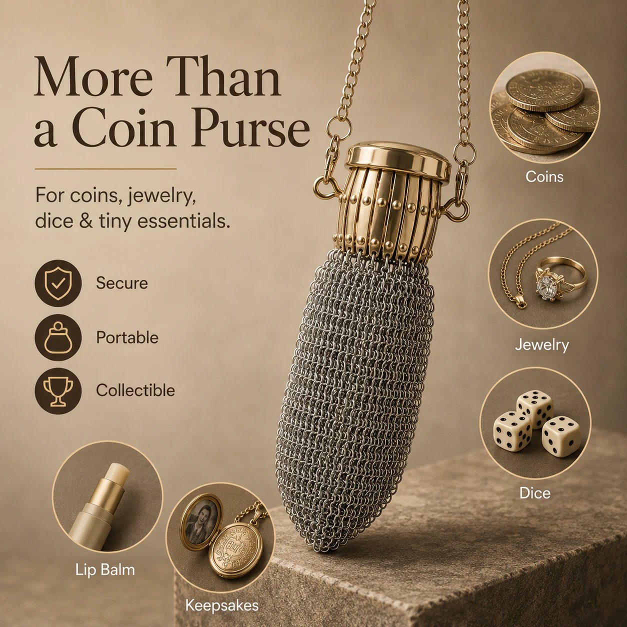 💰Vintage-Inspired Metal Mesh Coin Purse – Expandable Stainless Steel Pocket Wallet & Collectible Gift