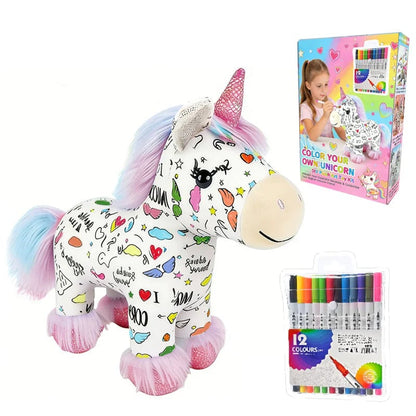 🌈DIY Color-In Unicorn Plush Toy Kit