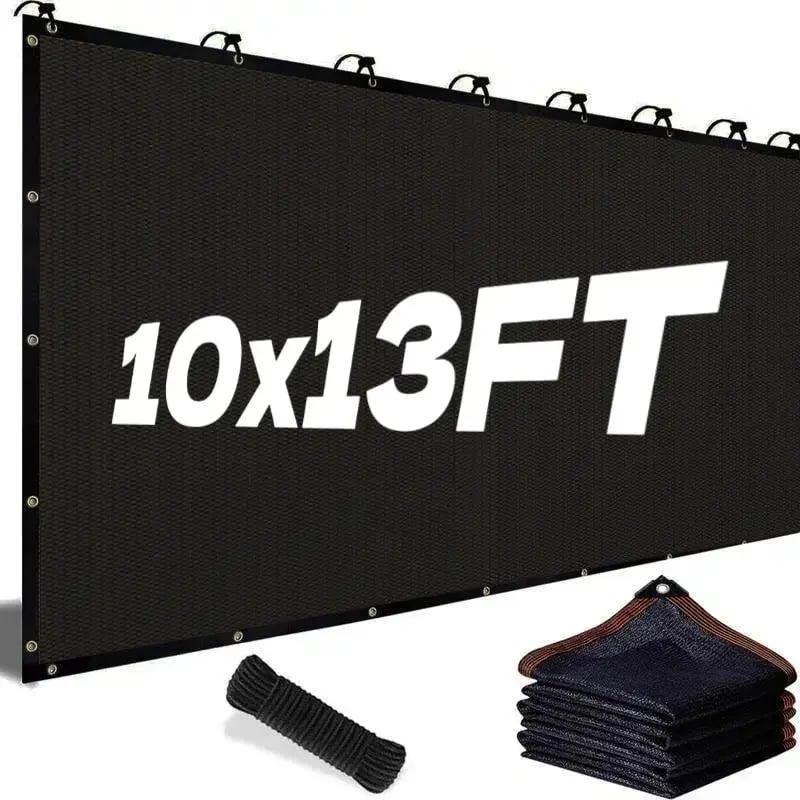 💥90% Blackout Cloth (Black) - 10 x 13ft UV-Resistant Shade Net with Reinforced Rivets,