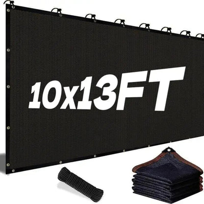 💥90% Blackout Cloth (Black) - 10 x 13ft UV-Resistant Shade Net with Reinforced Rivets,
