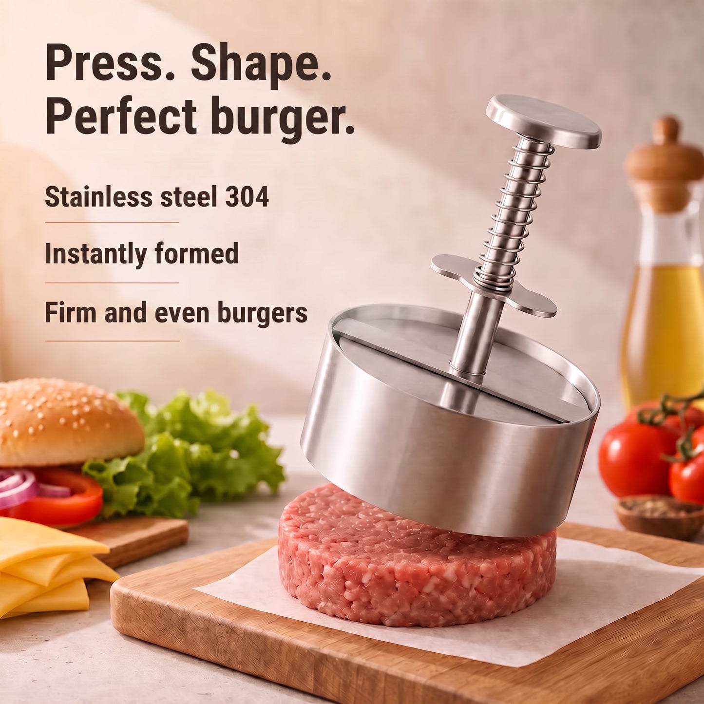 🍔✨ Stainless Steel Burger Press | How to Easily Make Perfect, Even Burger Patties