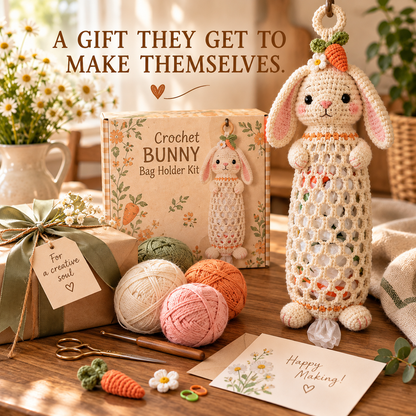 🔥LAST DAY 49% OFF – 🌼 Cottage Harvest Keepers™ — Crochet Animal Bag Holder DIY Kit | 11 Adorable Designs