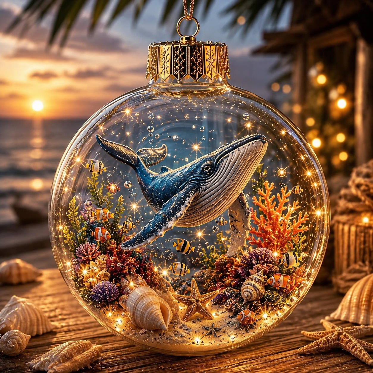 🌊Summer Ocean Animal Lighted Diorama Ornament – 🎁8 Magical Coastal Designs