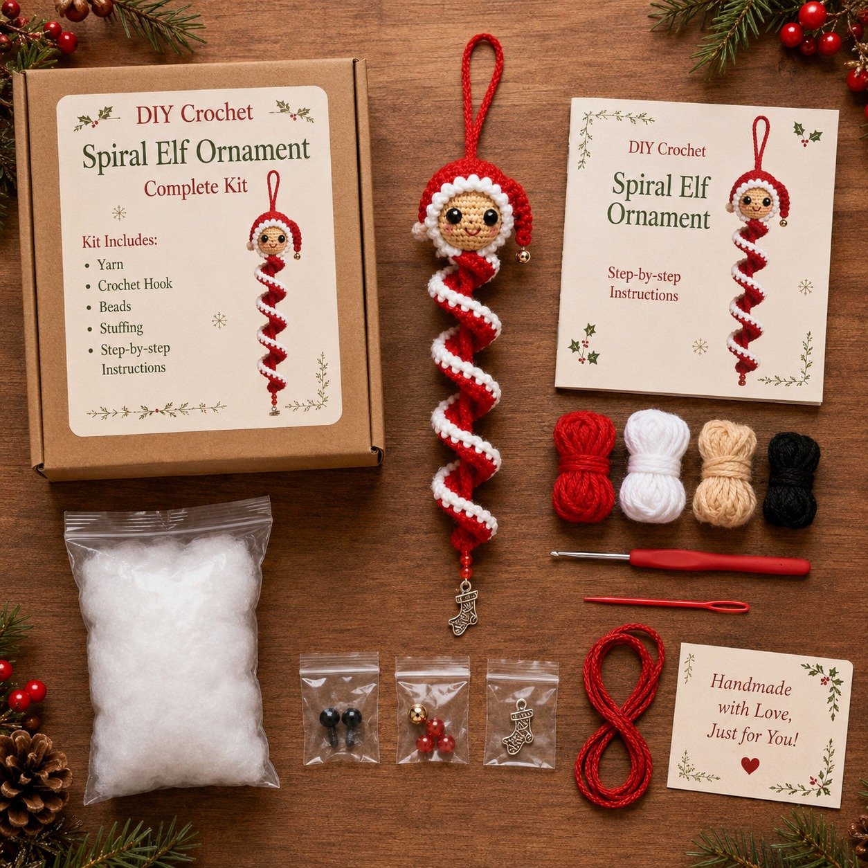 ☃️🧶 Crochet Snowman Spiral Ornament DIY Kit—Stitch Your Own Christmas Magic! 🎄✨