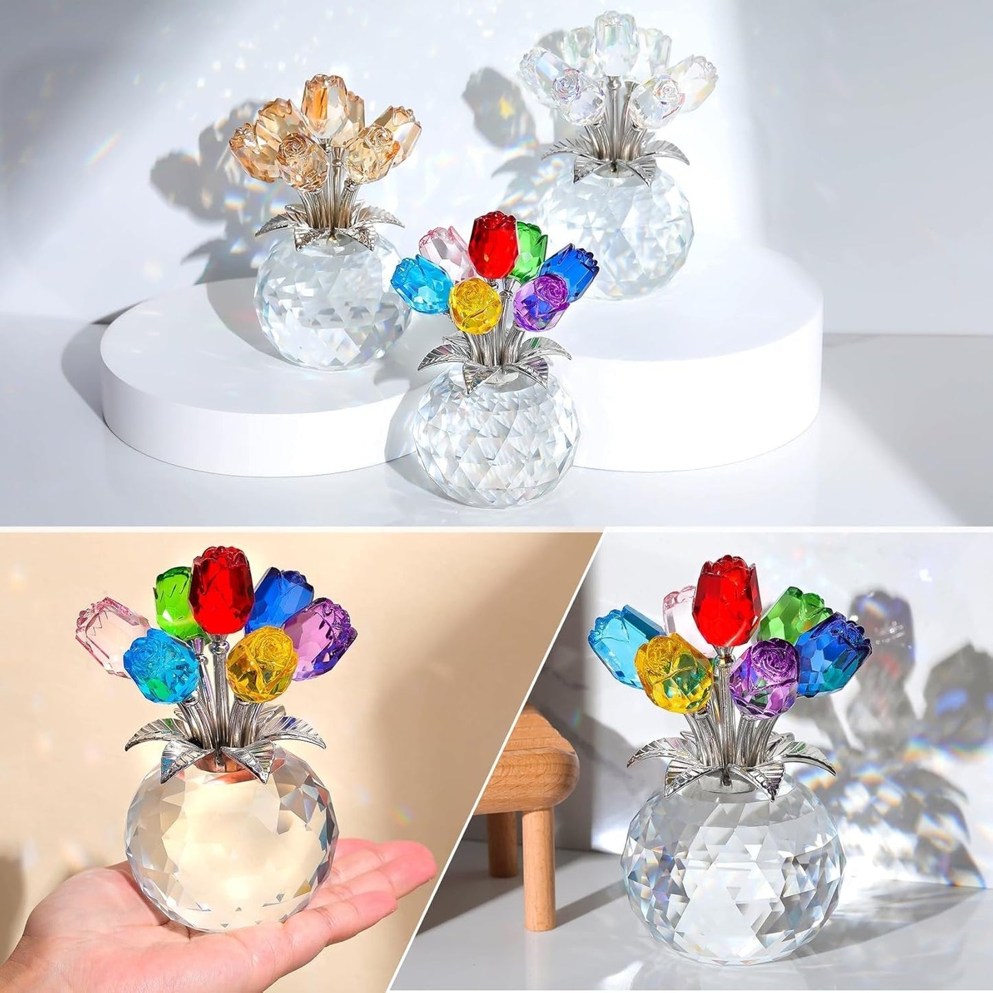 🔮Everlasting Crystal Rose Flower Figurine in Vase