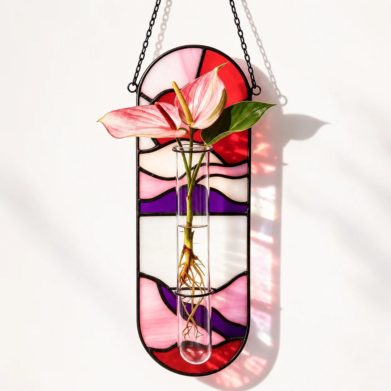 Stained Glass Hanging Plant Propagation Vase