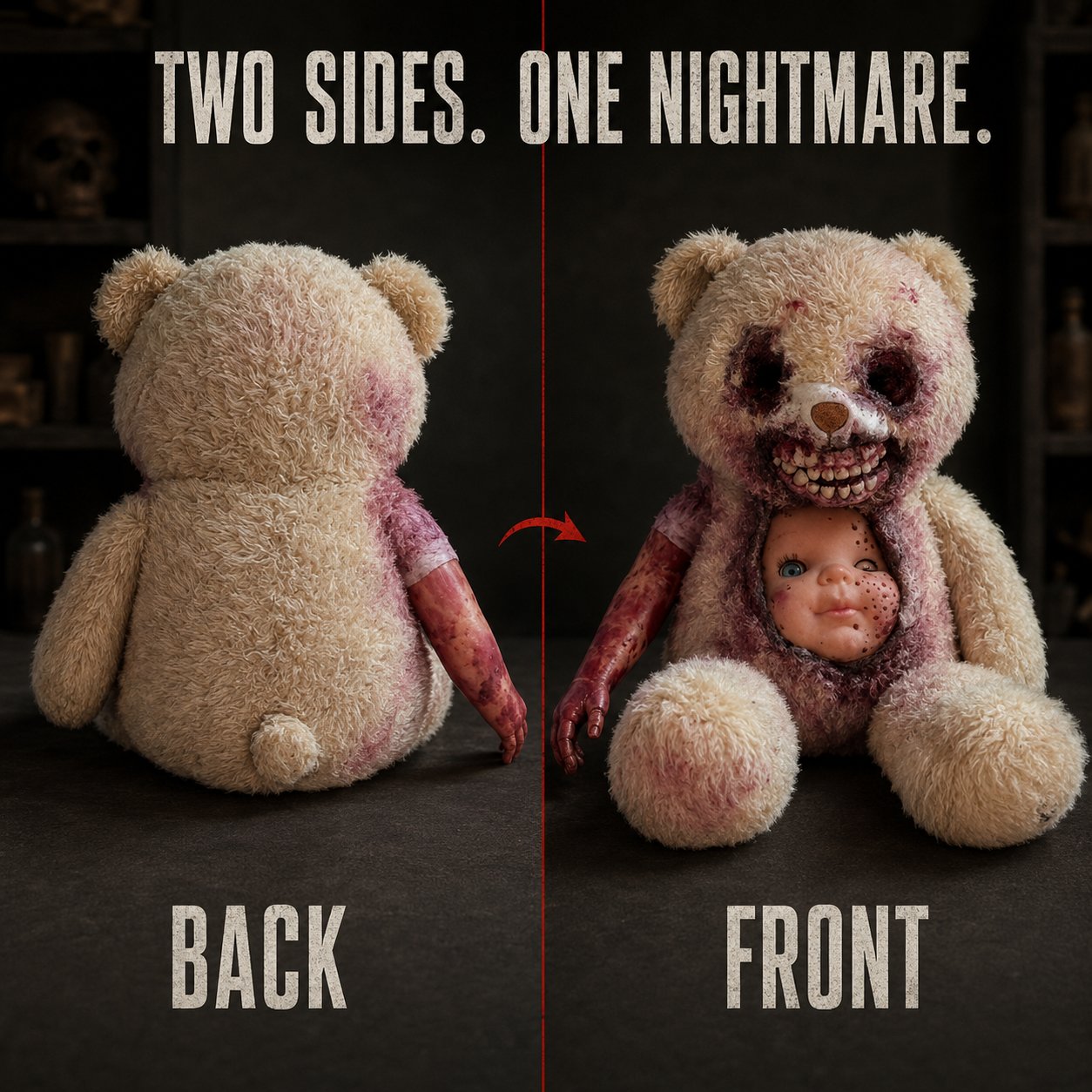 Creepy Reveal Horror Teddy Bear 🧸