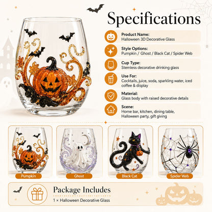 🎃 👻🍹 3D Halloween Glass Collection – Pumpkin, Ghost & Bat Designs for the Ultimate Fall Drinkware