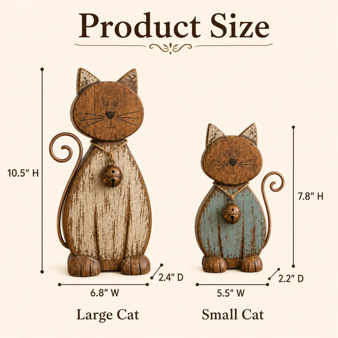 Rustic Farmhouse Cat Duo Decor Set