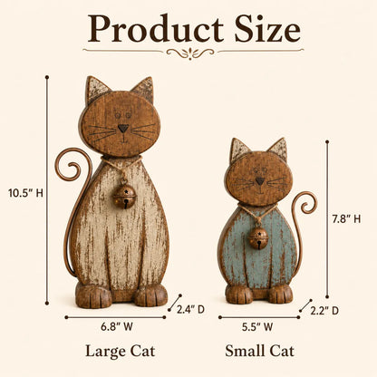 Rustic Farmhouse Cat Duo Decor Set