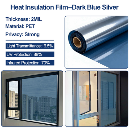 🪟✨Static Cling Window Privacy Film UV Blocking Mirror Tint