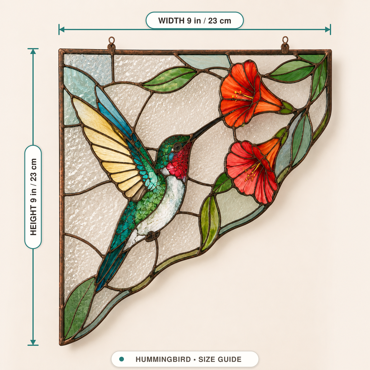 Hummingbird Garden size guide: 9 inches wide by 9 inches high