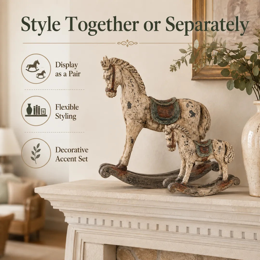 Vintage Distressed Rocking Horse Pair