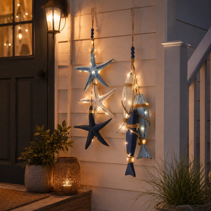 Coastal Wooden Hanging Ornament Lights