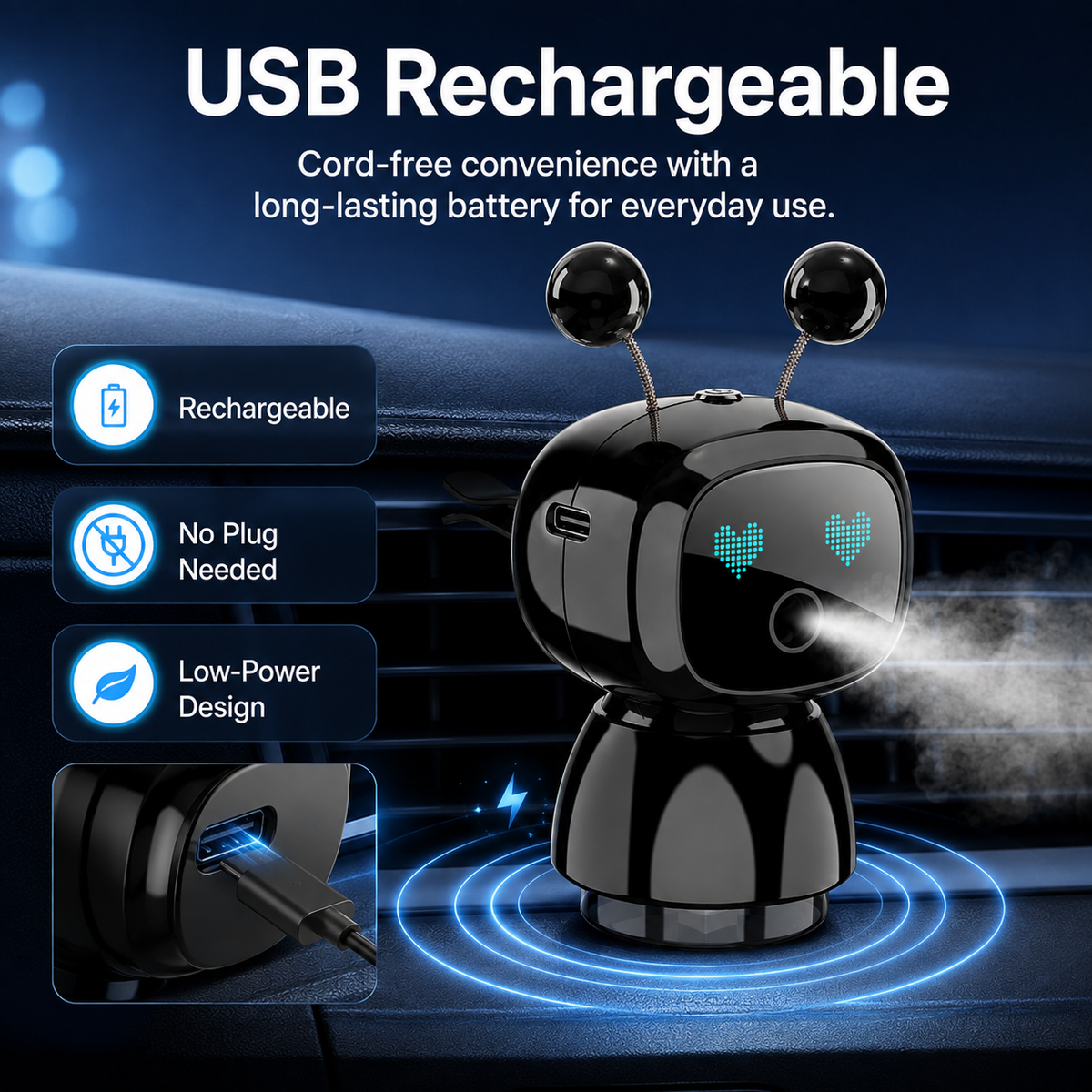 USB rechargeable Robot Car Diffuser
