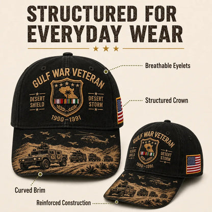 🏜️Gulf War Veteran Desert Shield & 🚁Desert Storm Commemorative Cap 🇺🇸
