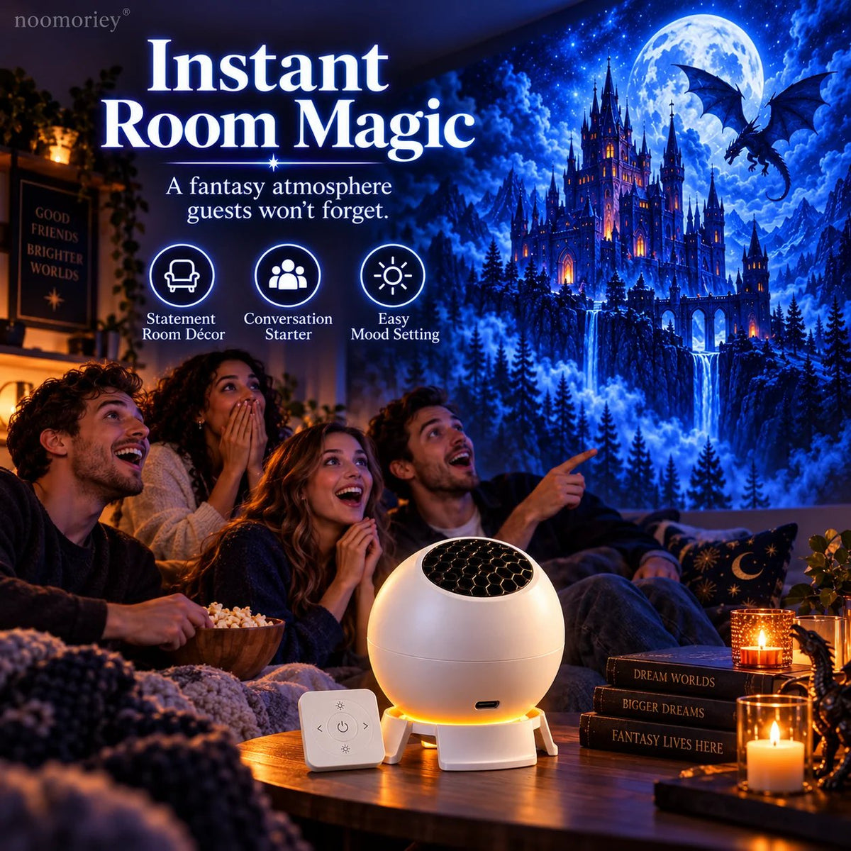 🐉🏰 Dragon Realm Immersive Projector – Transform Your Room into Castles, Enchanted Forests & Frozen Worlds ✨