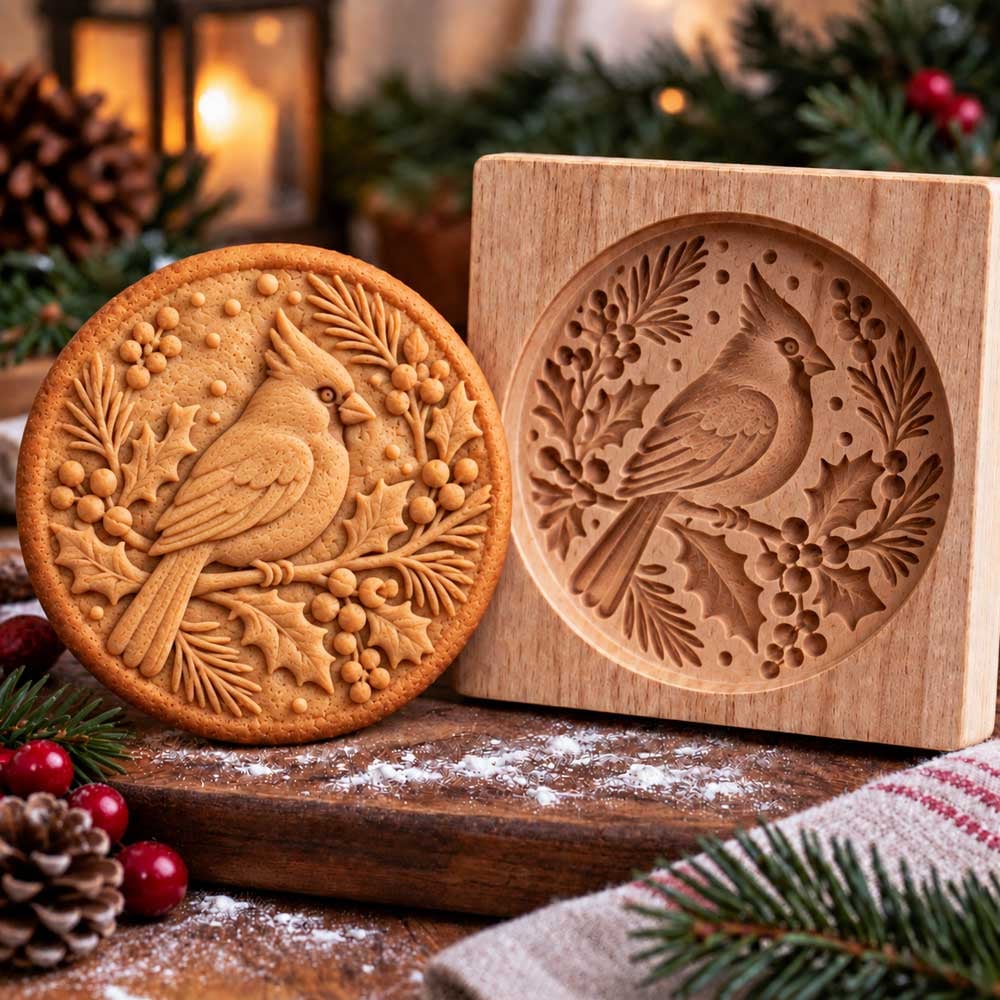 🍪 Woodland Animal Cookie Mold | 4.7-Inch Wooden Embossing Mold for Cozy Homemade Cookies