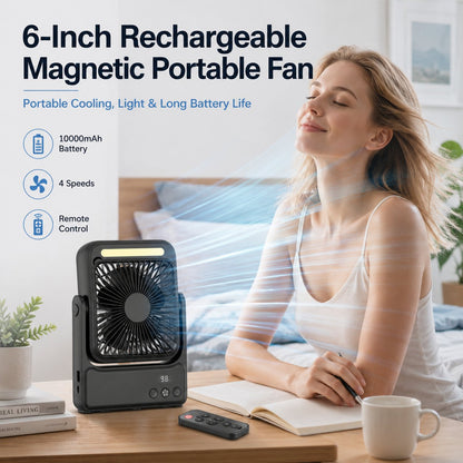 🧲Rechargeable Magnetic Portable Fan With Light 🧊& Remote Control