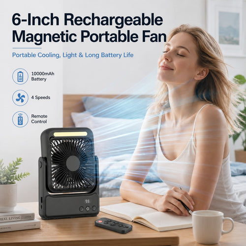 🧲Rechargeable Magnetic Portable Fan With Light 🧊& Remote Control